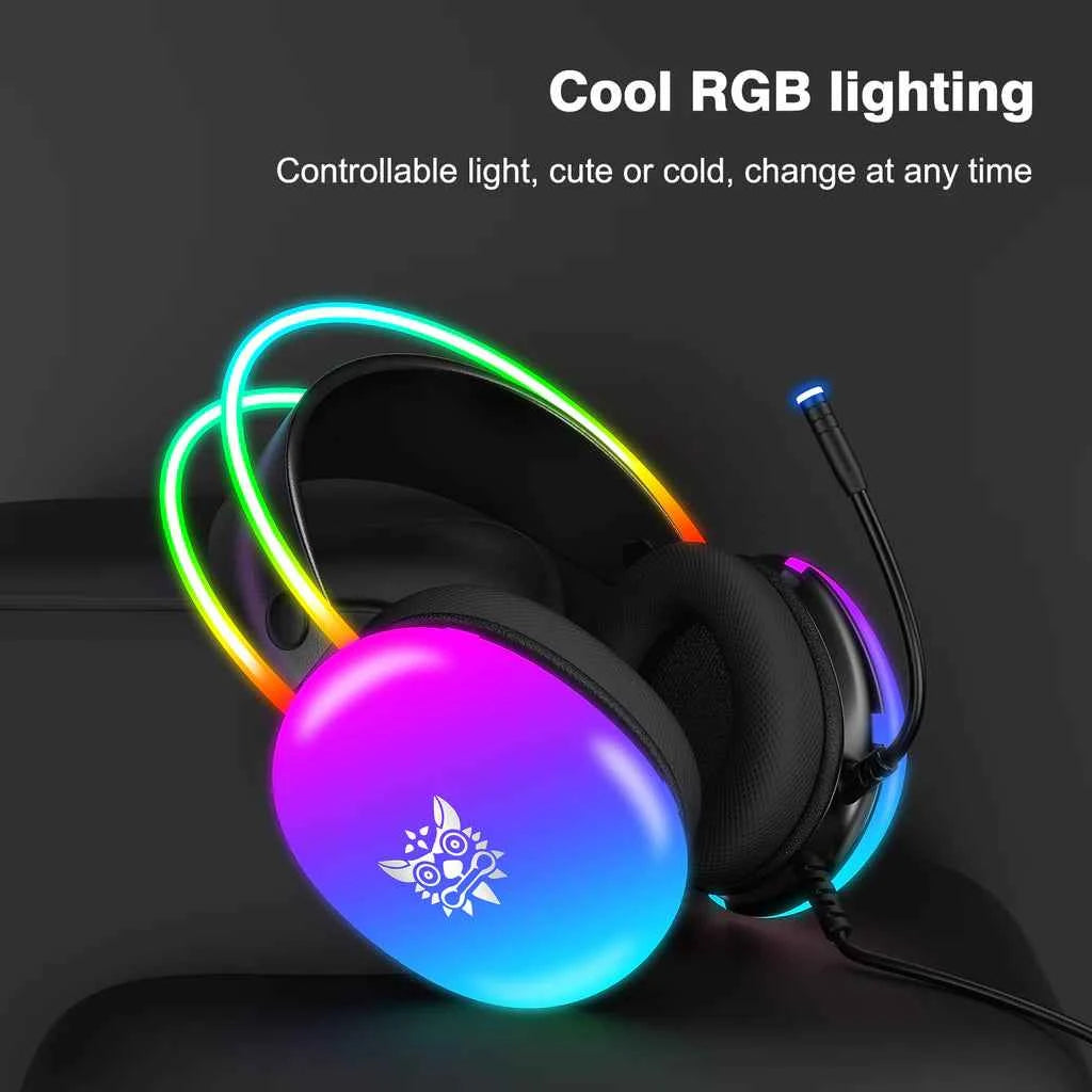 ONIKUMA X25 RGB Gaming Headset, 3D stereo sound, Intelligent deep noise reduction-PC/XBOX/PLAYSTATION/SWITCH