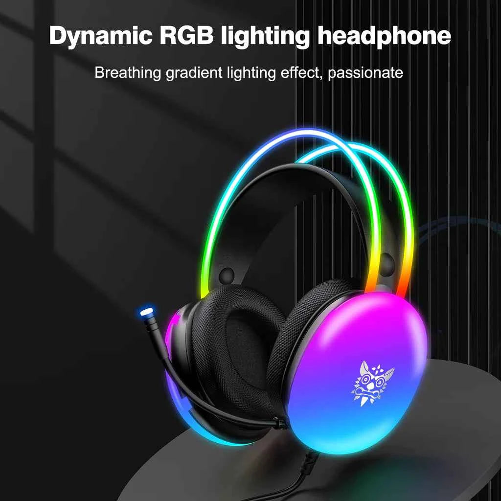 ONIKUMA X25 RGB Gaming Headset, 3D stereo sound, Intelligent deep noise reduction-PC/XBOX/PLAYSTATION/SWITCH