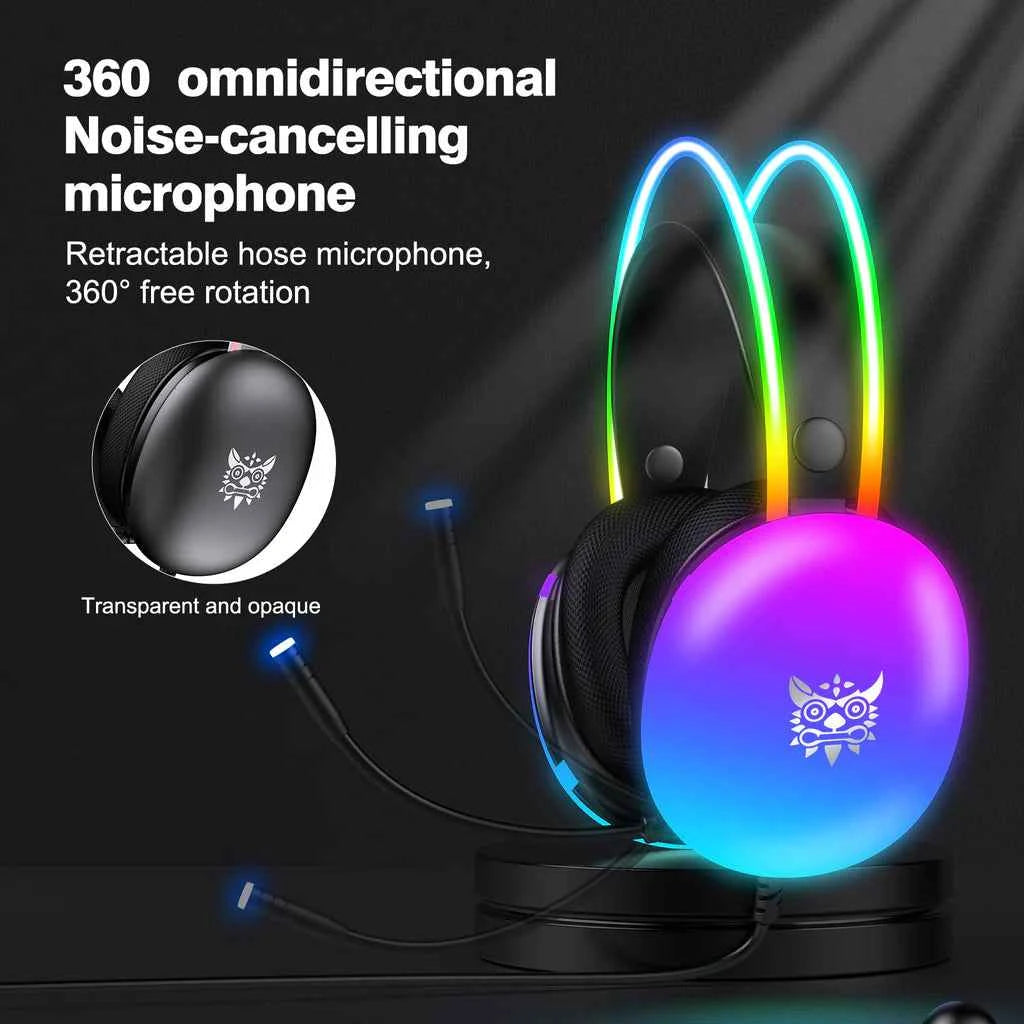 ONIKUMA X25 RGB Gaming Headset, 3D stereo sound, Intelligent deep noise reduction-PC/XBOX/PLAYSTATION/SWITCH