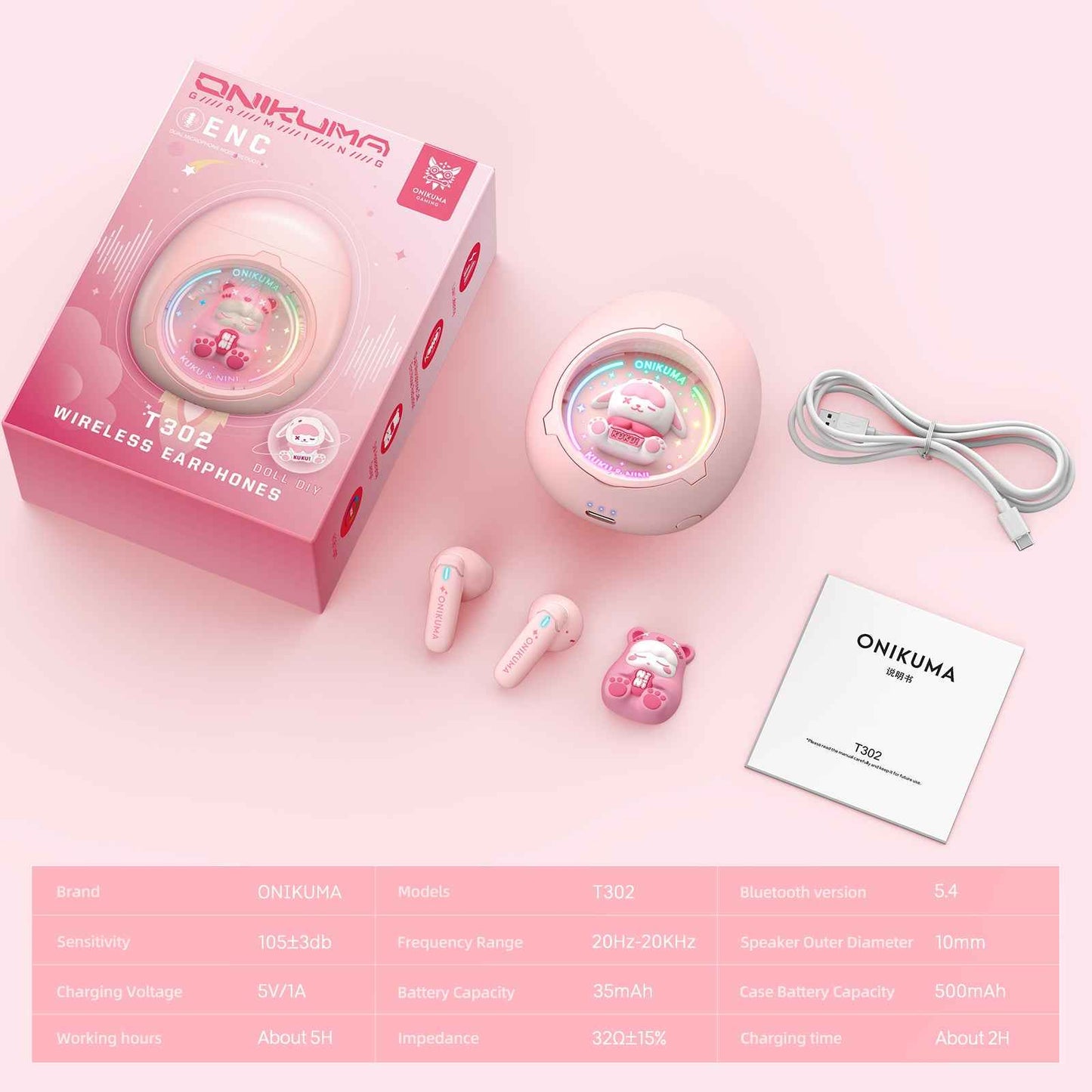 ONIKUMA T302 interchangeable Doll Space Capsule Wireless Bluetooth TWS Earbuds