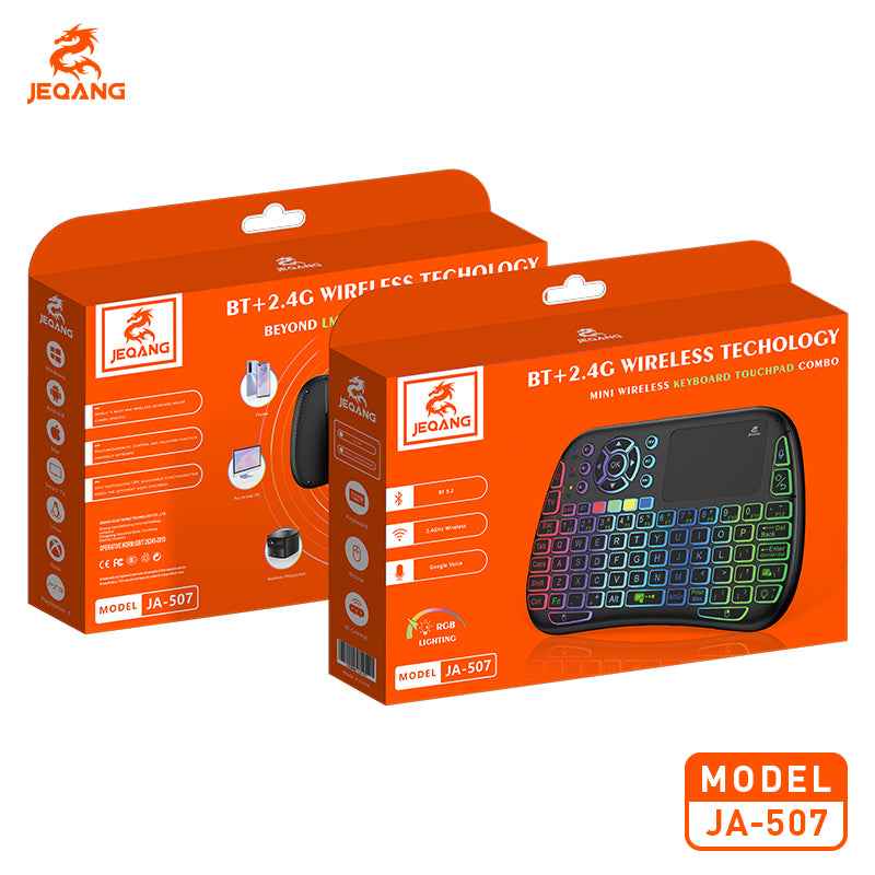 JA-507 Mini RGB Backlit Android Mini Keyboard w/Trackpad - 2.4G/Bluetooth plus IR Blaster