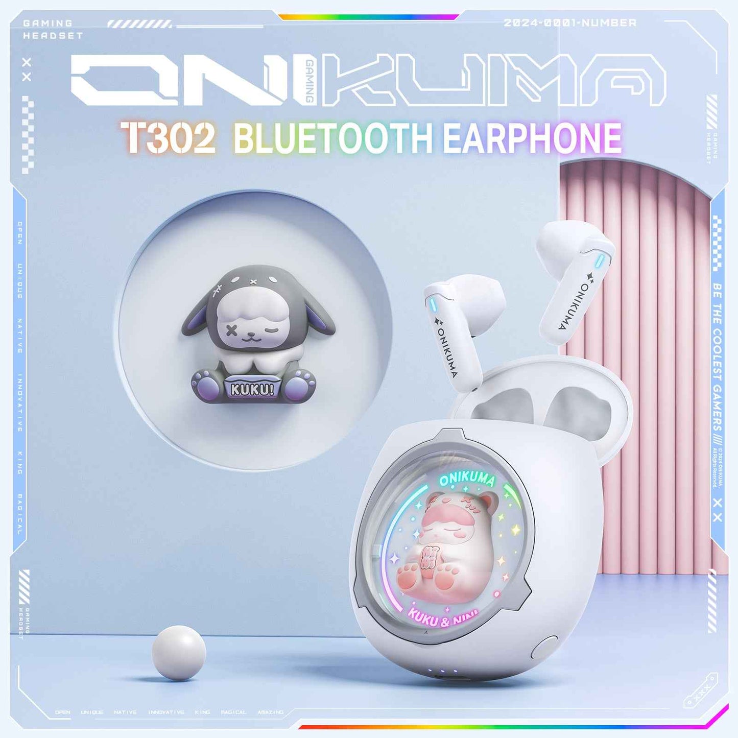 ONIKUMA T302 interchangeable Doll Space Capsule Wireless Bluetooth TWS Earbuds