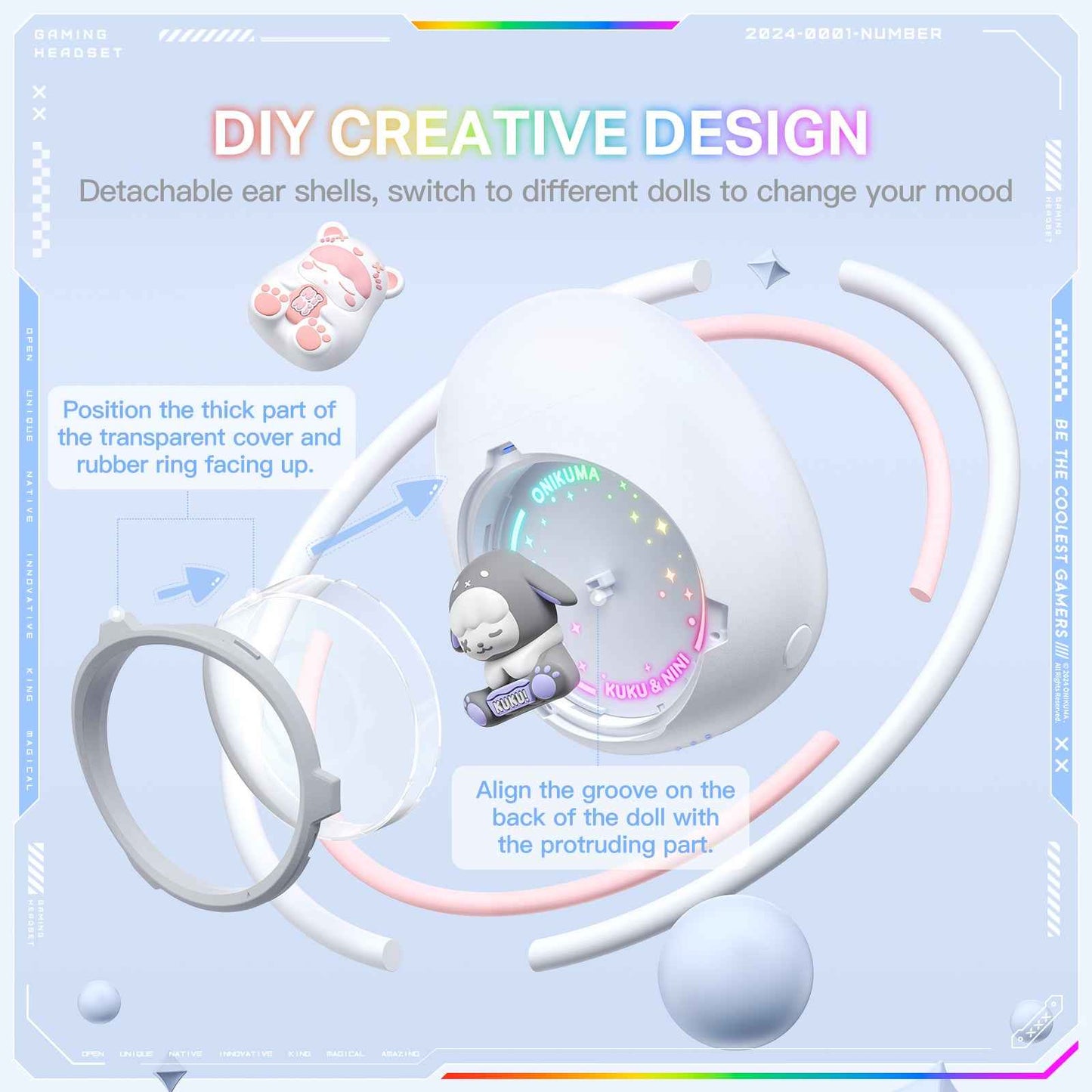 ONIKUMA T302 interchangeable Doll Space Capsule Wireless Bluetooth TWS Earbuds