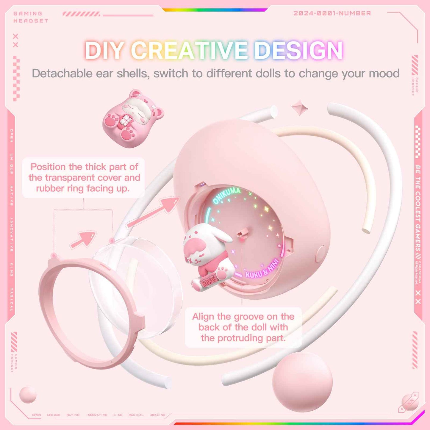 ONIKUMA T302 interchangeable Doll Space Capsule Wireless Bluetooth TWS Earbuds