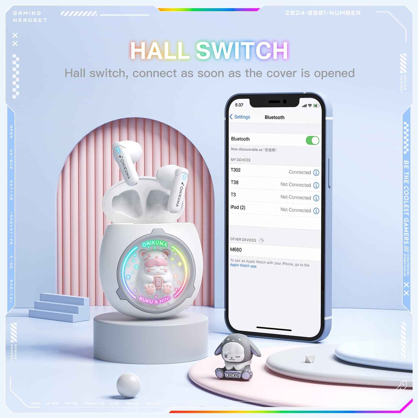 ONIKUMA T302 interchangeable Doll Space Capsule Wireless Bluetooth TWS Earbuds