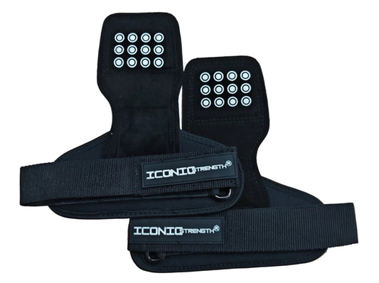 Iconic Strength Genuine Leather Lifting Straps with Embedded Silicone Grip – Heavy-Duty Wrist Support for Deadlifts, Pull-Ups & Strength Training