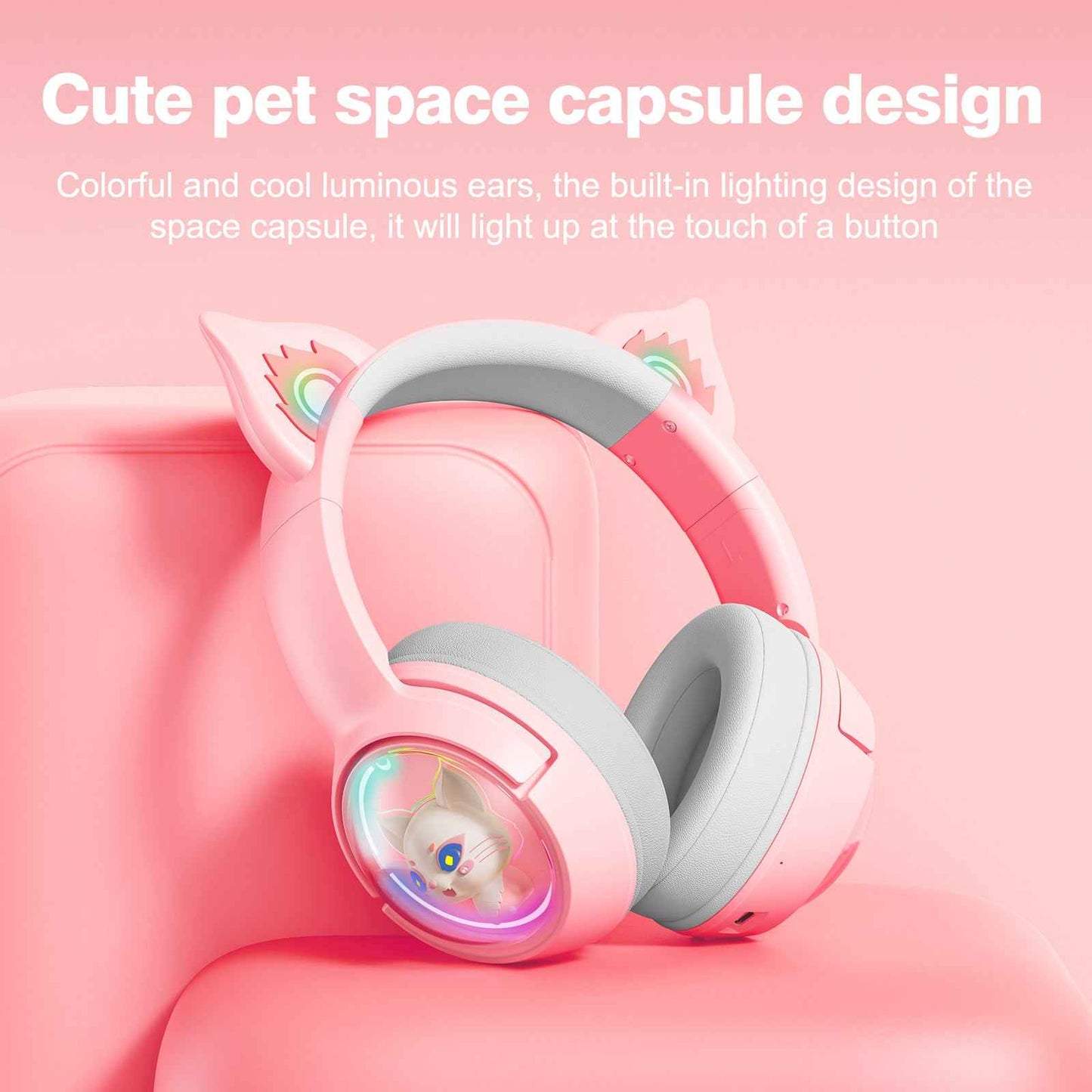 ONIKUMA B5 RGB Cat Ear 2.4g/Bluetooth Wireless Gaming Headset- Cute Pet Capsule Design