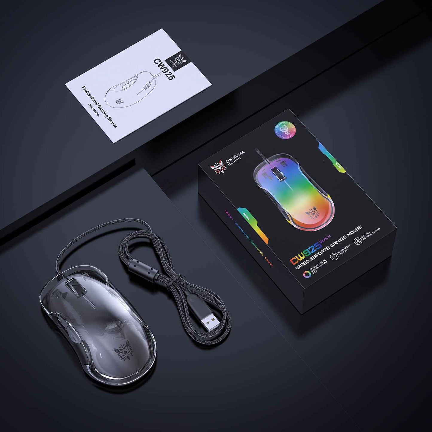 ONIKUMA CW925 Wired Game Mouse Adjustable 12800 DPI - Chroma RGB
