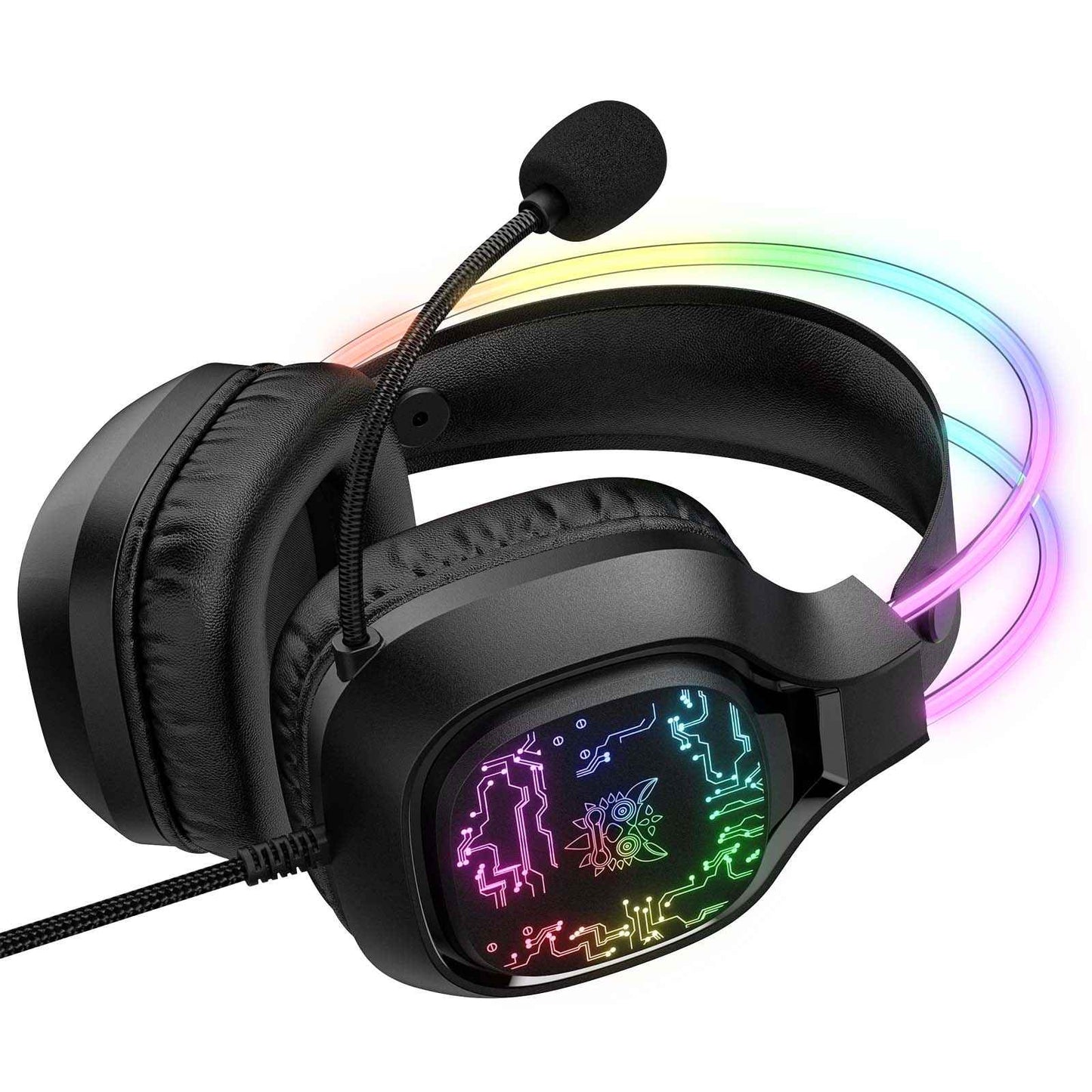 ONIKUMA X22 USB + 3.5mm Cool RGB Dynamic Light Wired Gaming Headset with Mic, Cable 1.8m