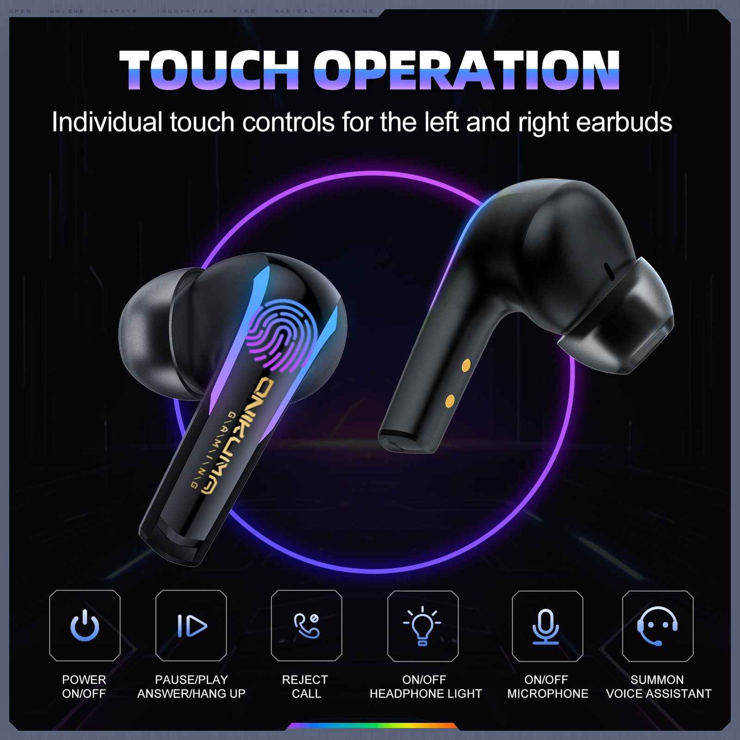ONIKUMA T27 Dual-Mode RGB Wireless Bluetooth/2.4ghz Earbuds Headphones