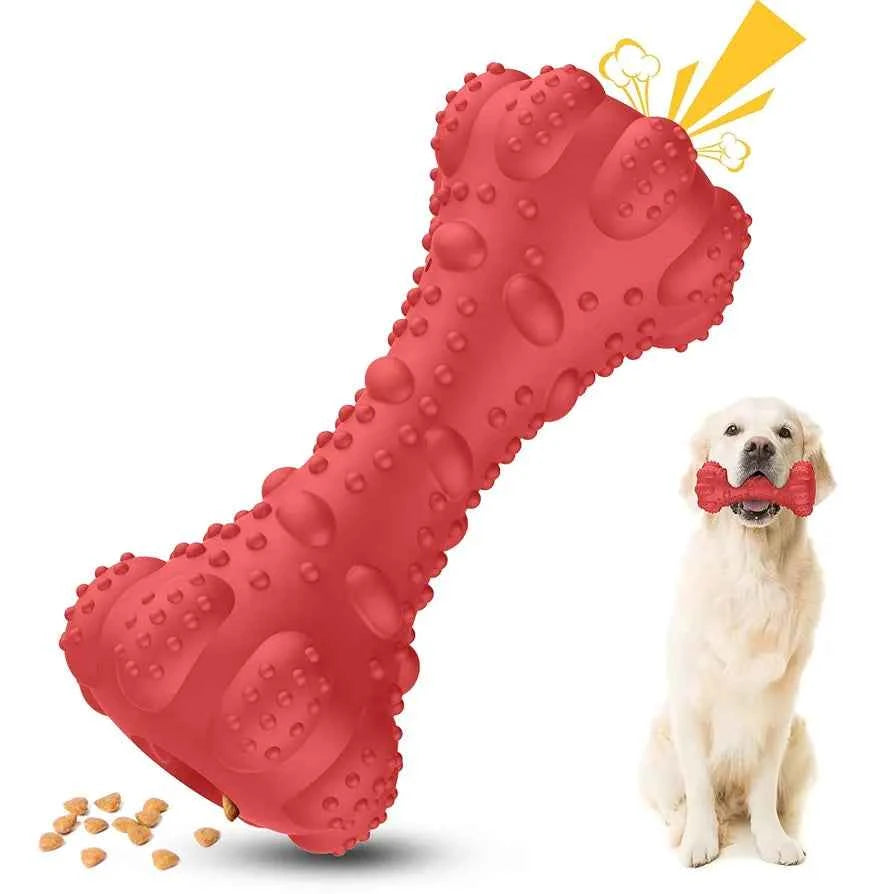PcEoTllar Interactive Dog Chew Toy for Aggressive dog, Squeaky Treat Dispensing Enrichment Toy