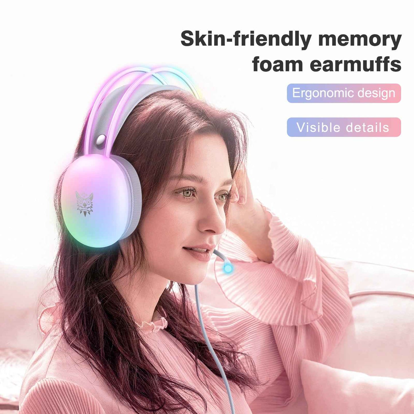 ONIKUMA X25 RGB Gaming Headset, 3D stereo sound, Intelligent deep noise reduction-PC/XBOX/PLAYSTATION/SWITCH