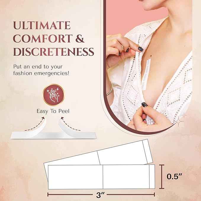 LUMORIA Fashion Tape (75 Pack) Double Sided Body Tape for Clothes, Suitable for All Fabric and Sensitive Skin, Extra Adhesive with Travel Tin