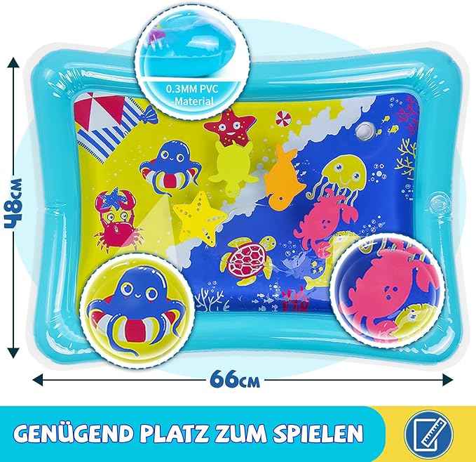 YISUMEI Baby Tummy Time Water Mat, Inflatable Playmat for Sensory Development, Growth Activity Centre, Suitable for Infants & Toddlers 3-24 Months