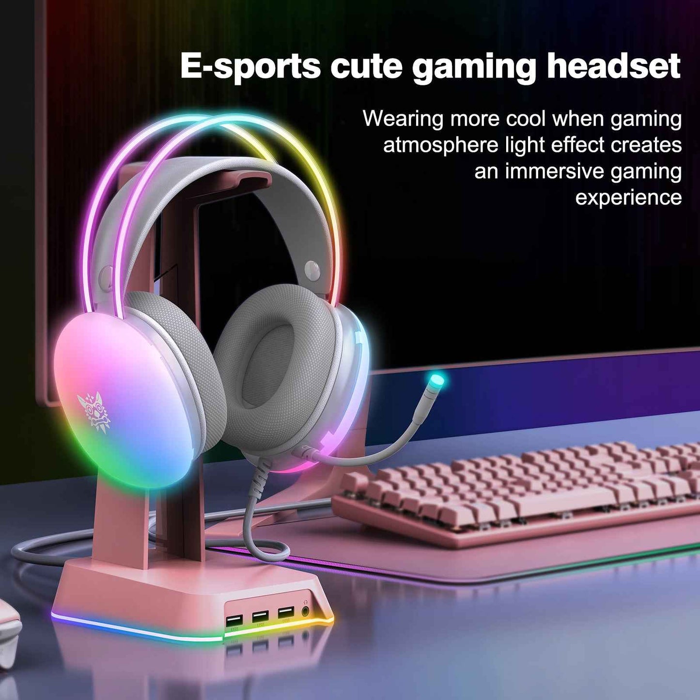 ONIKUMA X25 RGB Gaming Headset, 3D stereo sound, Intelligent deep noise reduction-PC/XBOX/PLAYSTATION/SWITCH