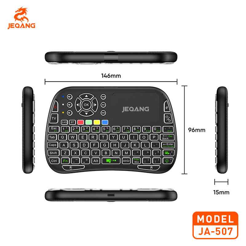 JA-507 Mini RGB Backlit Android Mini Keyboard w/Trackpad - 2.4G/Bluetooth plus IR Blaster