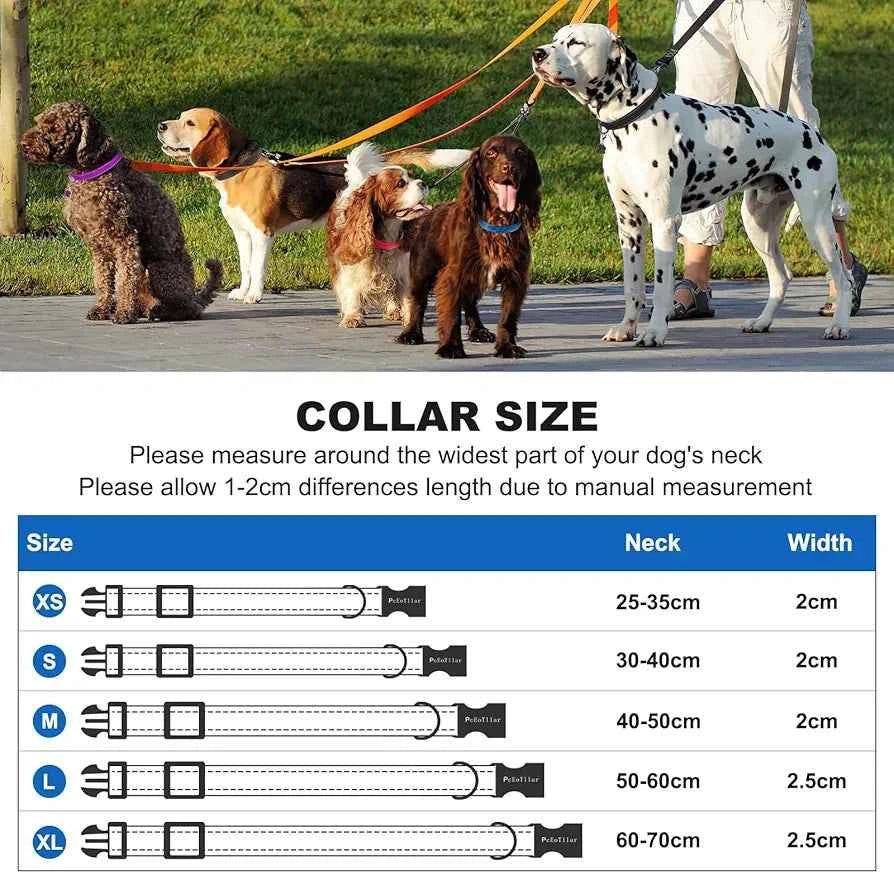 PcEoTllar Soft Dog Collar, Reflective, Nylon Neoprene Padded, Adjustable with Tag