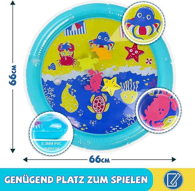 YISUMEI Baby Tummy Time Water Mat, Inflatable Playmat for Sensory Development, Growth Activity Centre, Suitable for Infants & Toddlers 3-24 Months