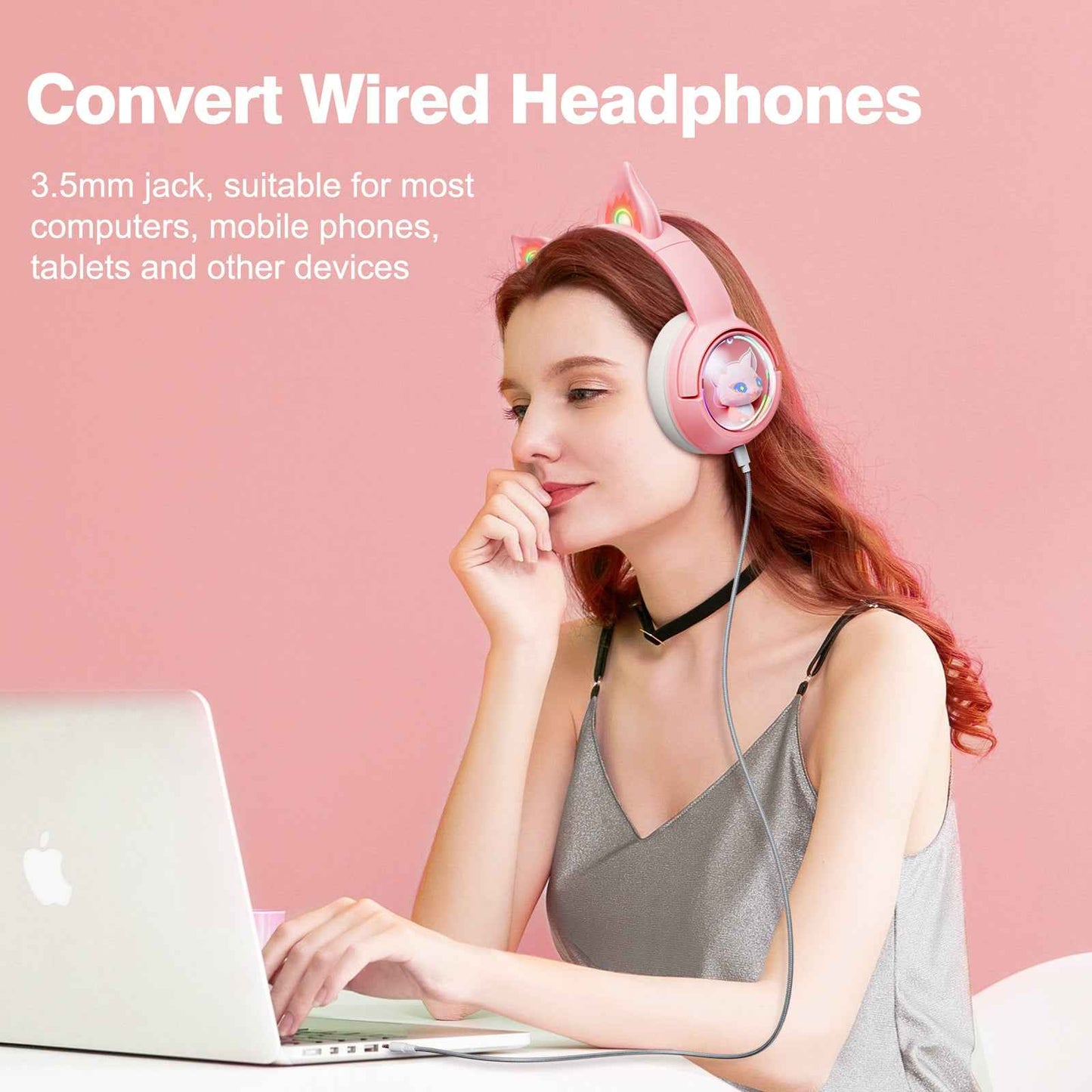 ONIKUMA B5 RGB Cat Ear 2.4g/Bluetooth Wireless Gaming Headset- Cute Pet Capsule Design