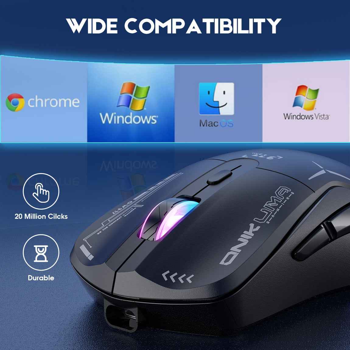 ONIKUMA CW917 Gaming Wireless 2.4ghz Mouse RGB Backlit Lighting, 4800 DPI