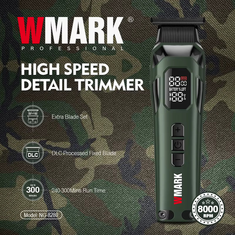 WMARK NG-8280 Premium 8000RPM 5 Speed Digital Display DLC coating Blade Beard Trimmer - TechnRest
