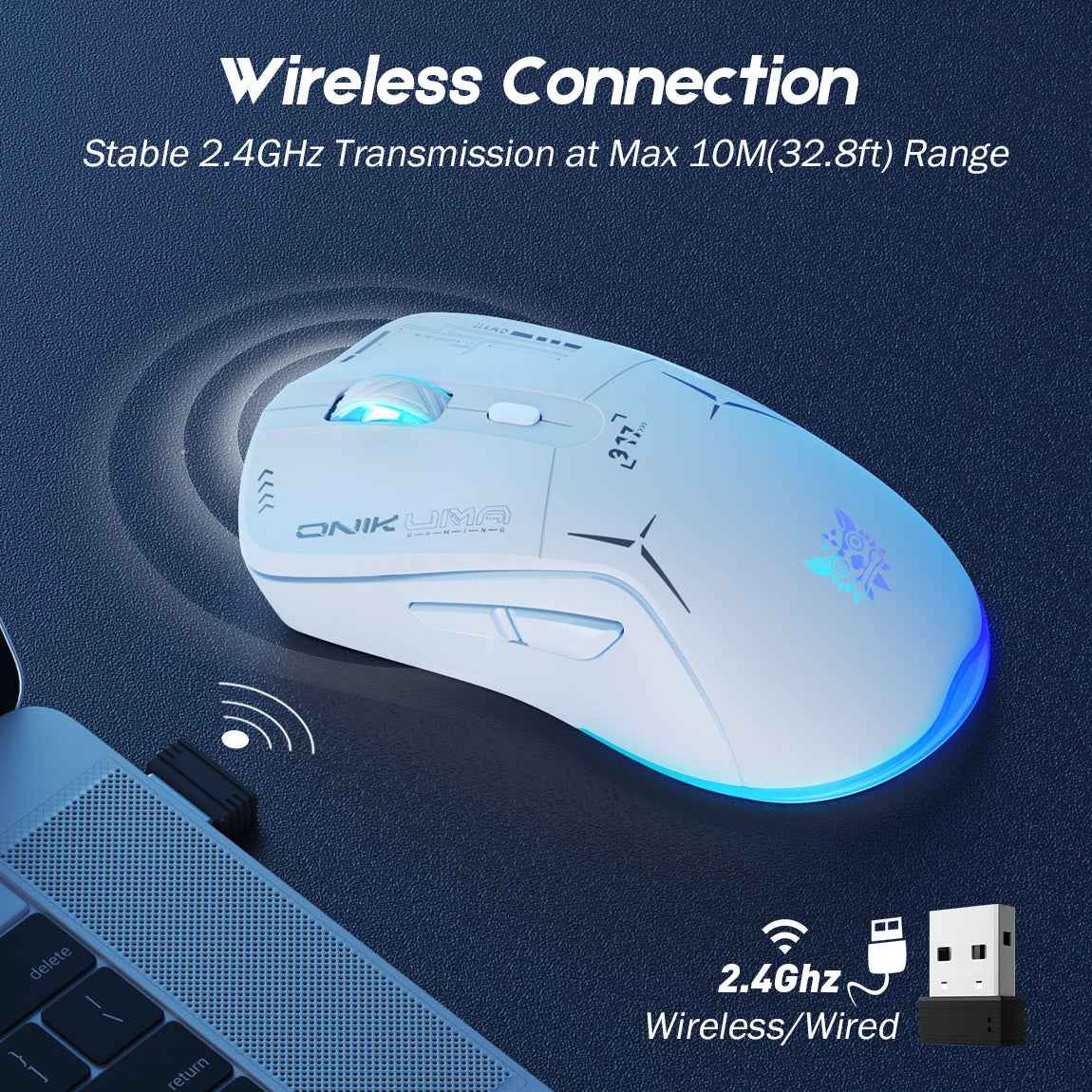 ONIKUMA CW917 Gaming Wireless 2.4ghz Mouse RGB Backlit Lighting, 4800 DPI