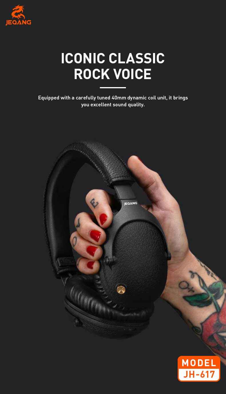 JH-617 Wireless Bluetooth ANC Over-Head Headphones - *Dynamic 40mm Coil*