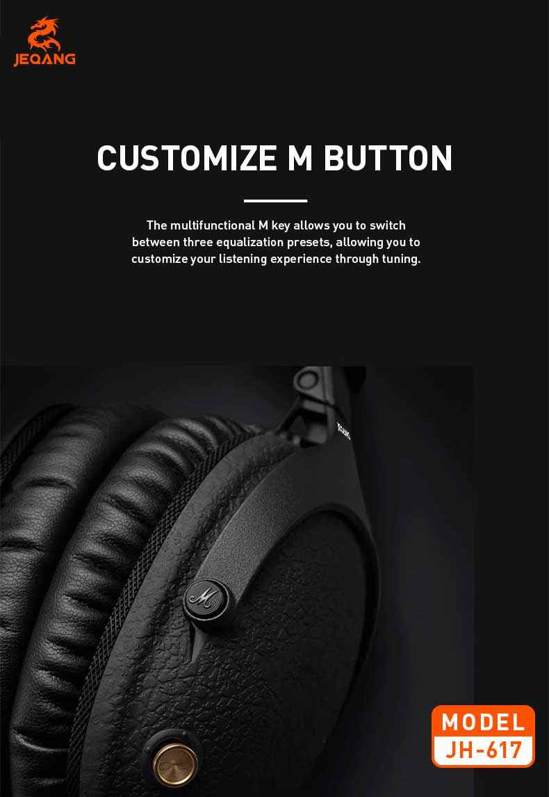 JH-617 Wireless Bluetooth ANC Over-Head Headphones - *Dynamic 40mm Coil*