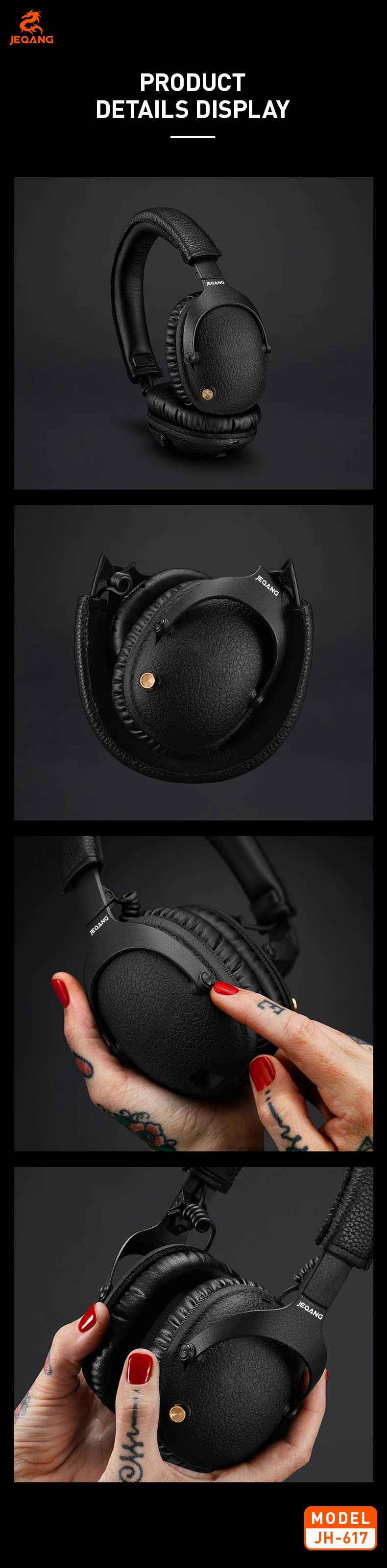 JH-617 Wireless Bluetooth ANC Over-Head Headphones - *Dynamic 40mm Coil*