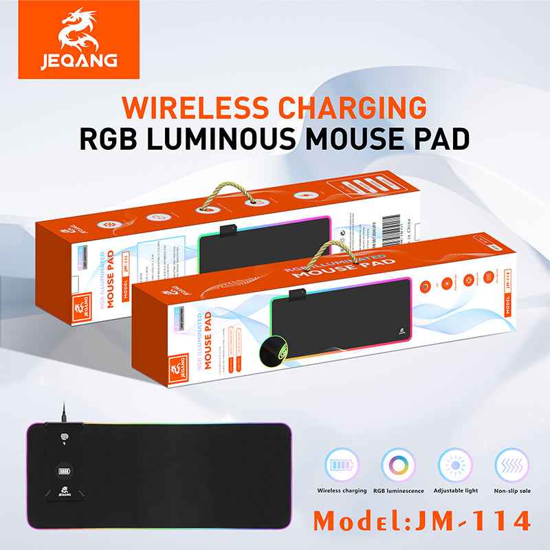 Gaming RGB Mousepad with Non-Slip Design and integrated Wireless Charging Pad