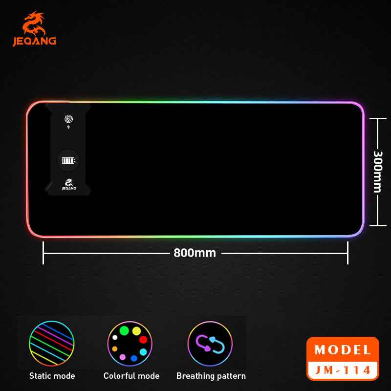 Gaming RGB Mousepad with Non-Slip Design and integrated Wireless Charging Pad