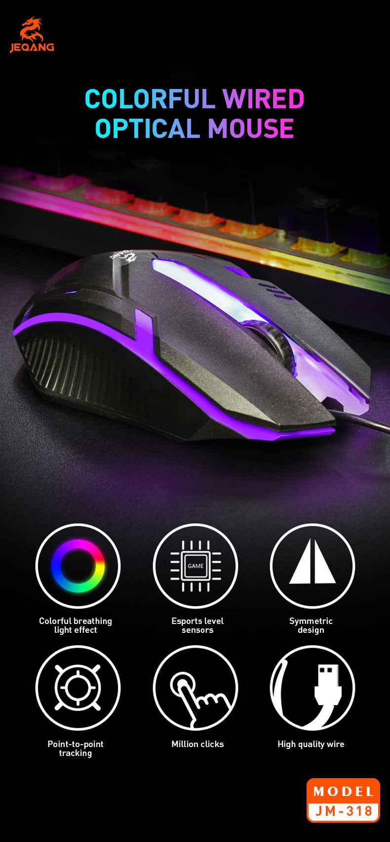 JM-318 LED WIRED GAMING MOUSE
