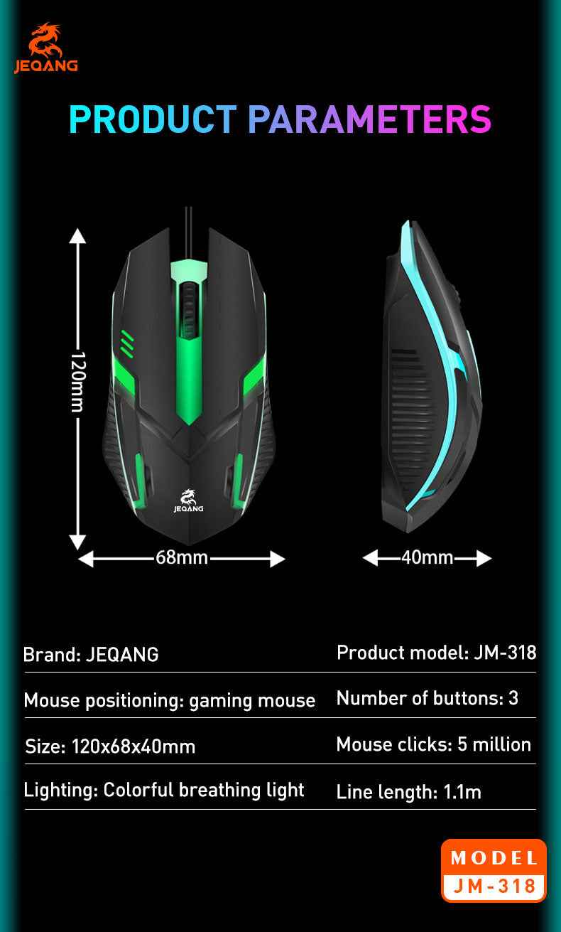 JM-318 LED WIRED GAMING MOUSE