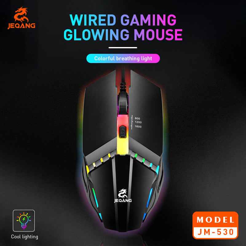 JM-530 Optical Wired USB Mouse Colourful Backlit Lighting - 800-1200-1600 dpi