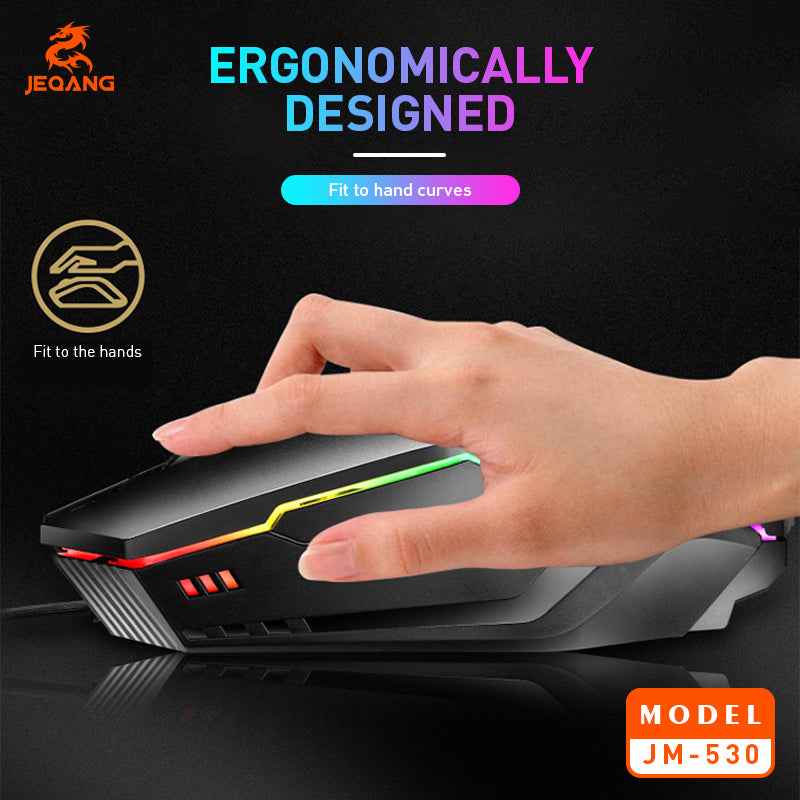 JM-530 Optical Wired USB Mouse Colourful Backlit Lighting - 800-1200-1600 dpi