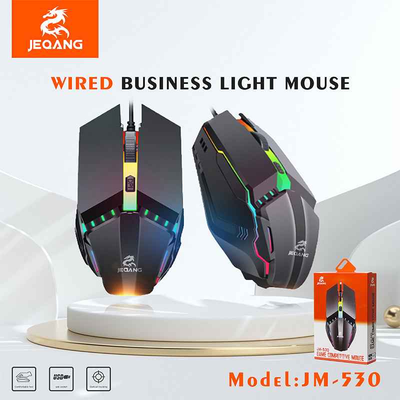 JM-530 Optical Wired USB Mouse Colourful Backlit Lighting - 800-1200-1600 dpi
