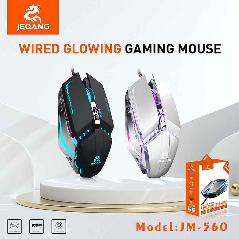 JM-560 7D Wired USB Gaming Mouse - Strong Build- up to 3200DPI