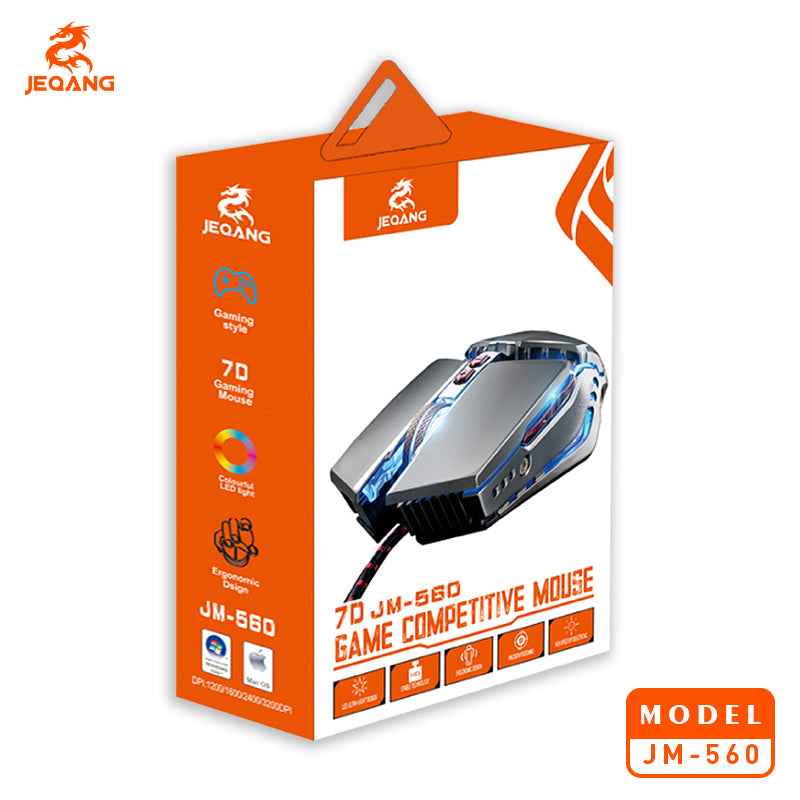 JM-560 7D Wired USB Gaming Mouse - Strong Build- up to 3200DPI