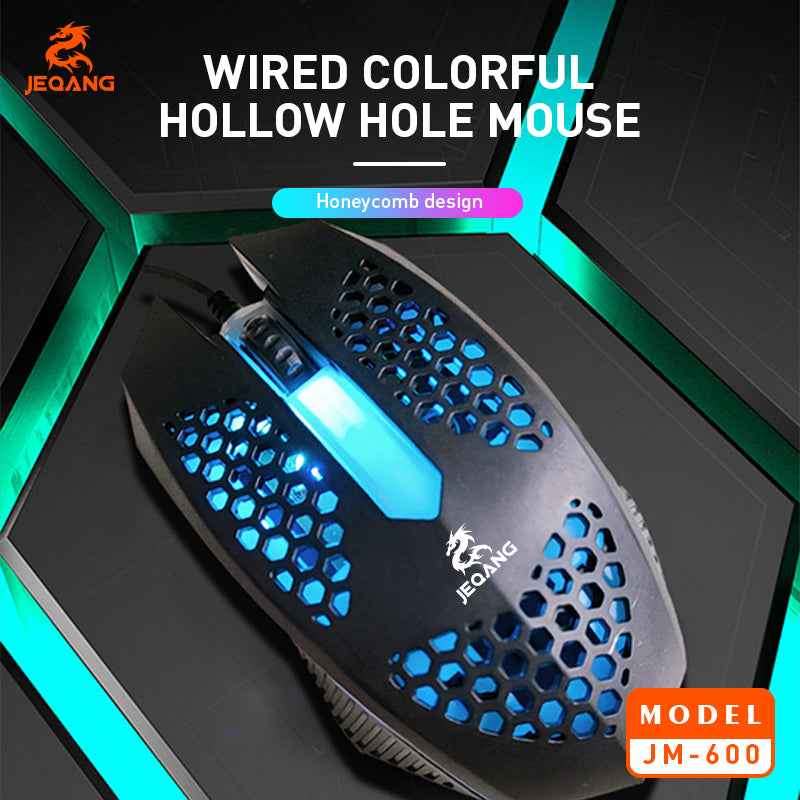 JM-600 Wired Honeycomb Mouse ideal for Gaming with RGB Lighting