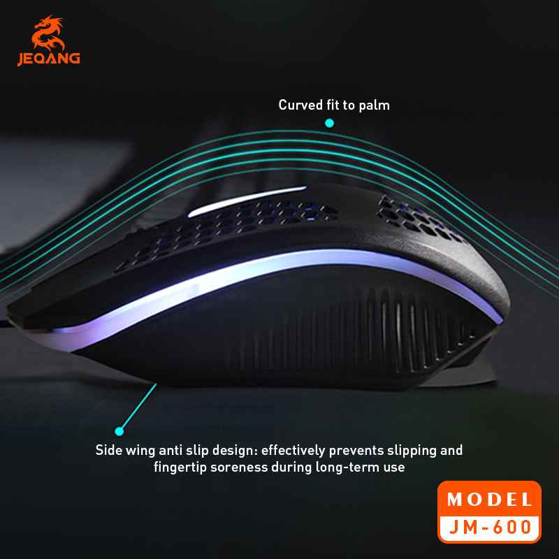 JM-600 Wired Honeycomb Mouse ideal for Gaming with RGB Lighting