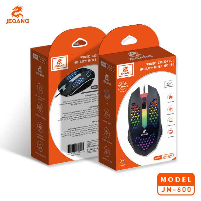 JM-600 Wired Honeycomb Mouse ideal for Gaming with RGB Lighting