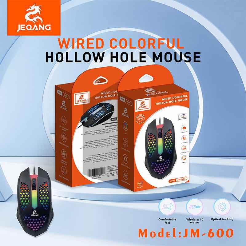 JM-600 Wired Honeycomb Mouse ideal for Gaming with RGB Lighting