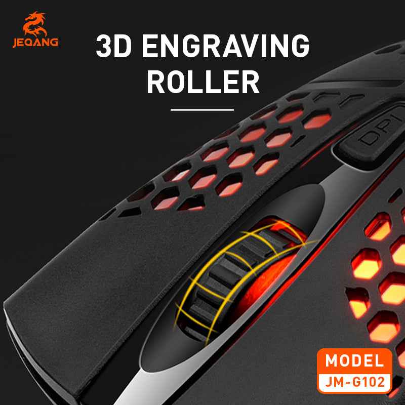 JM-G102 RGB Backlit Optical Wired Honeycomb Mouse for Gaming