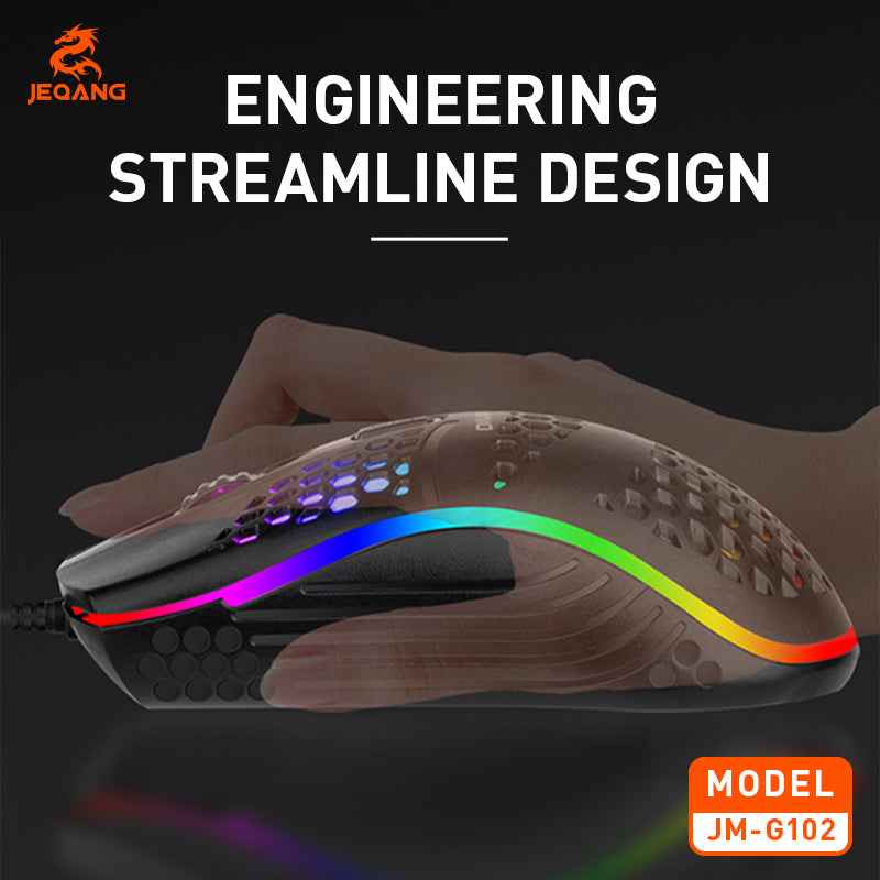 JM-G102 RGB Backlit Optical Wired Honeycomb Mouse for Gaming