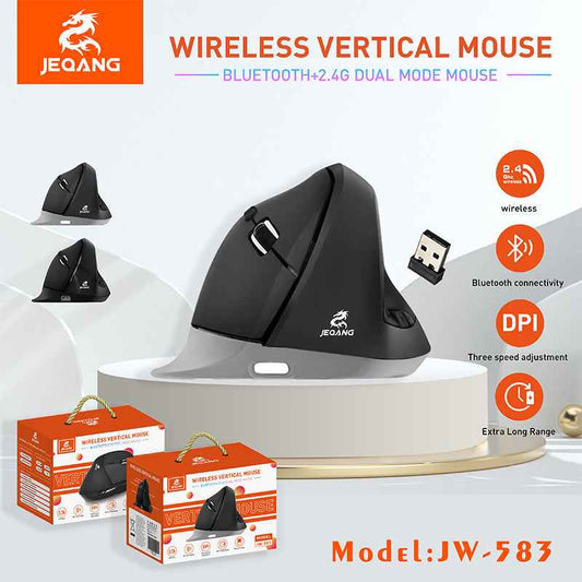JW-583 2.4G/Bluetooth Wireless Optical Vertical Rechargeable Mouse for Work/Business