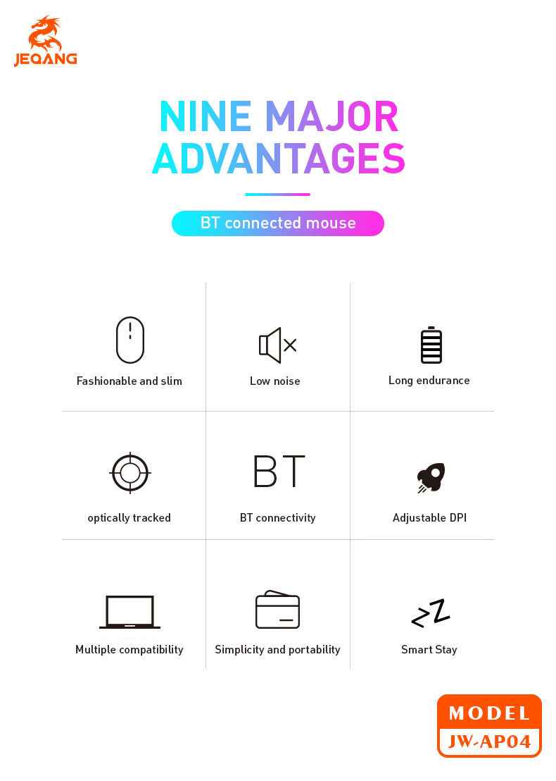 JW-AP04 Slim Rechargeable Optical Bluetooth Mouse
