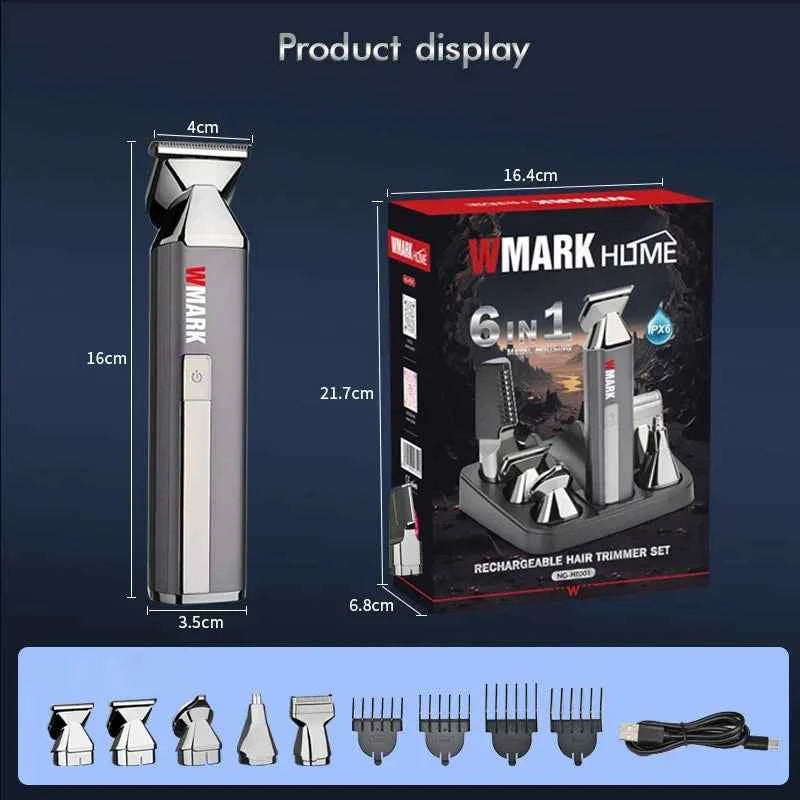 WMARK Men Ng-HT001 6-In-1 - Full Body Grooming Kit- Metal Body- 7000 RPM- IPX 6 Waterproof