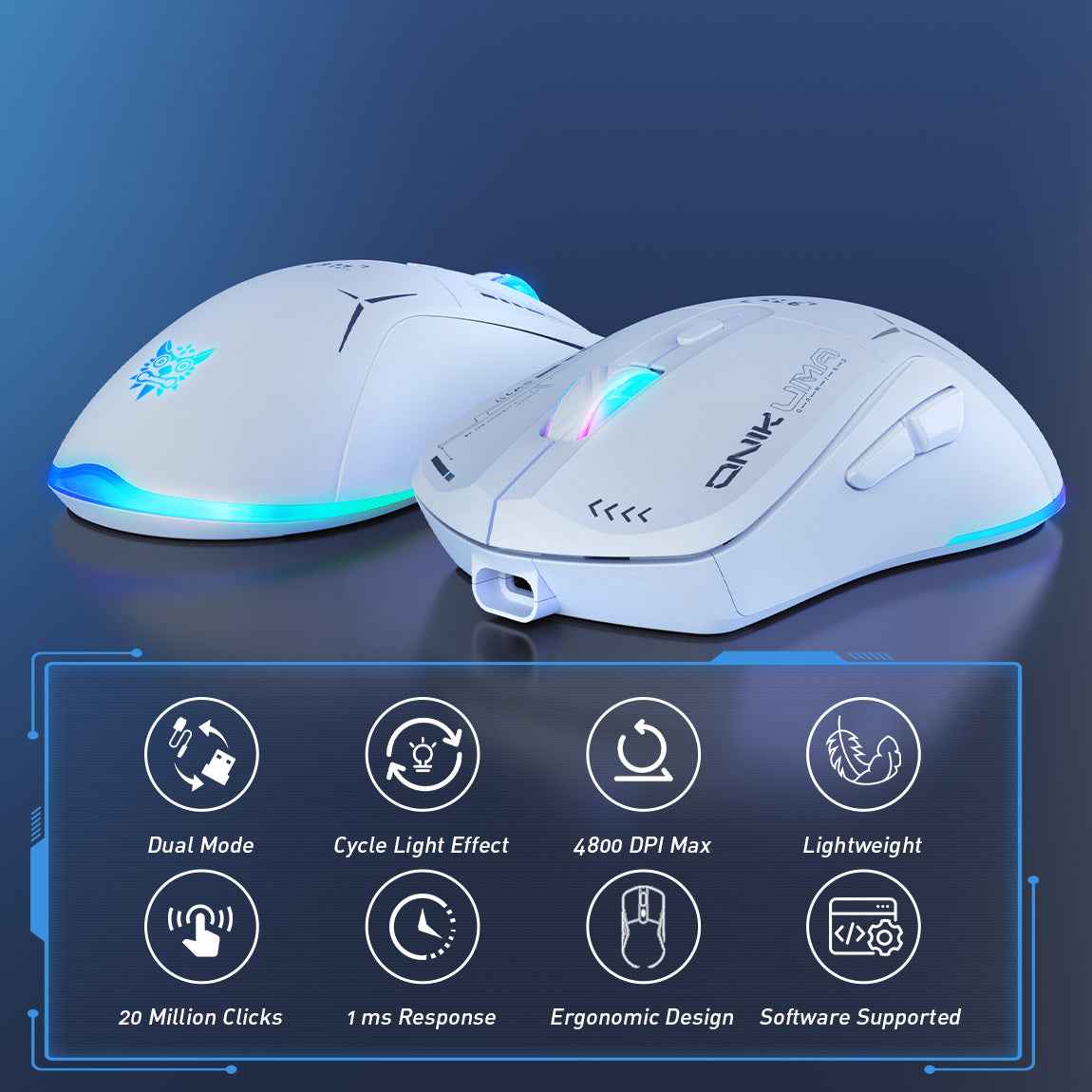 ONIKUMA CW917 Gaming Wireless 2.4ghz Mouse RGB Backlit Lighting, 4800 DPI