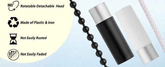 DZSEE Bathroom Light Pull Cord Handle-50g Weight, Stylish Light Pull Cord Handle, Plastic & Iron Construction- White - TechnRest