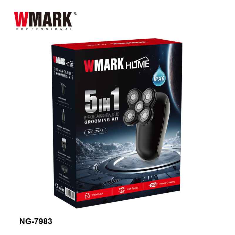WMARK NG-7983 LED 5 in 1 Wet & Dry Men's Grooming Kit
